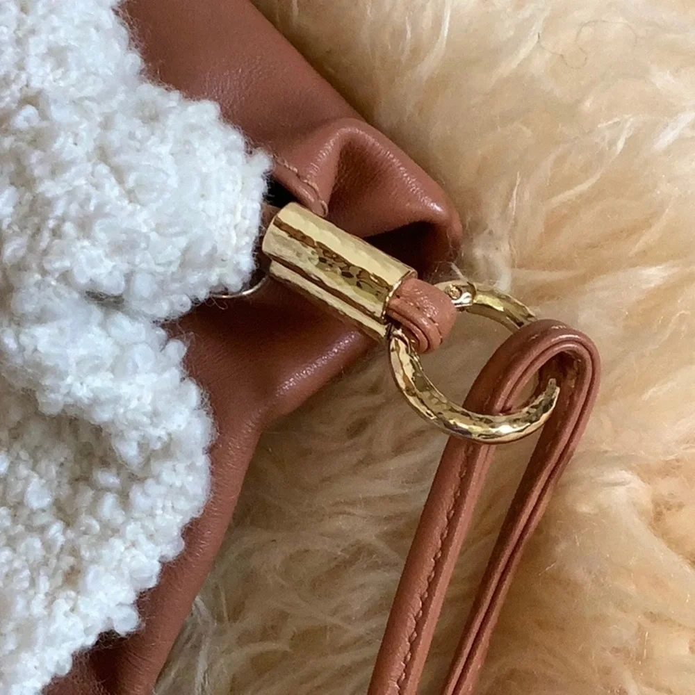 Ulla Johnson Brown Remy Large Shoulder Tote With Cream Boucle